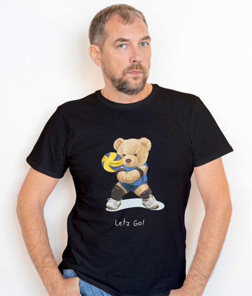 Мъжка тениска с щампа Мечета Volleyball bear